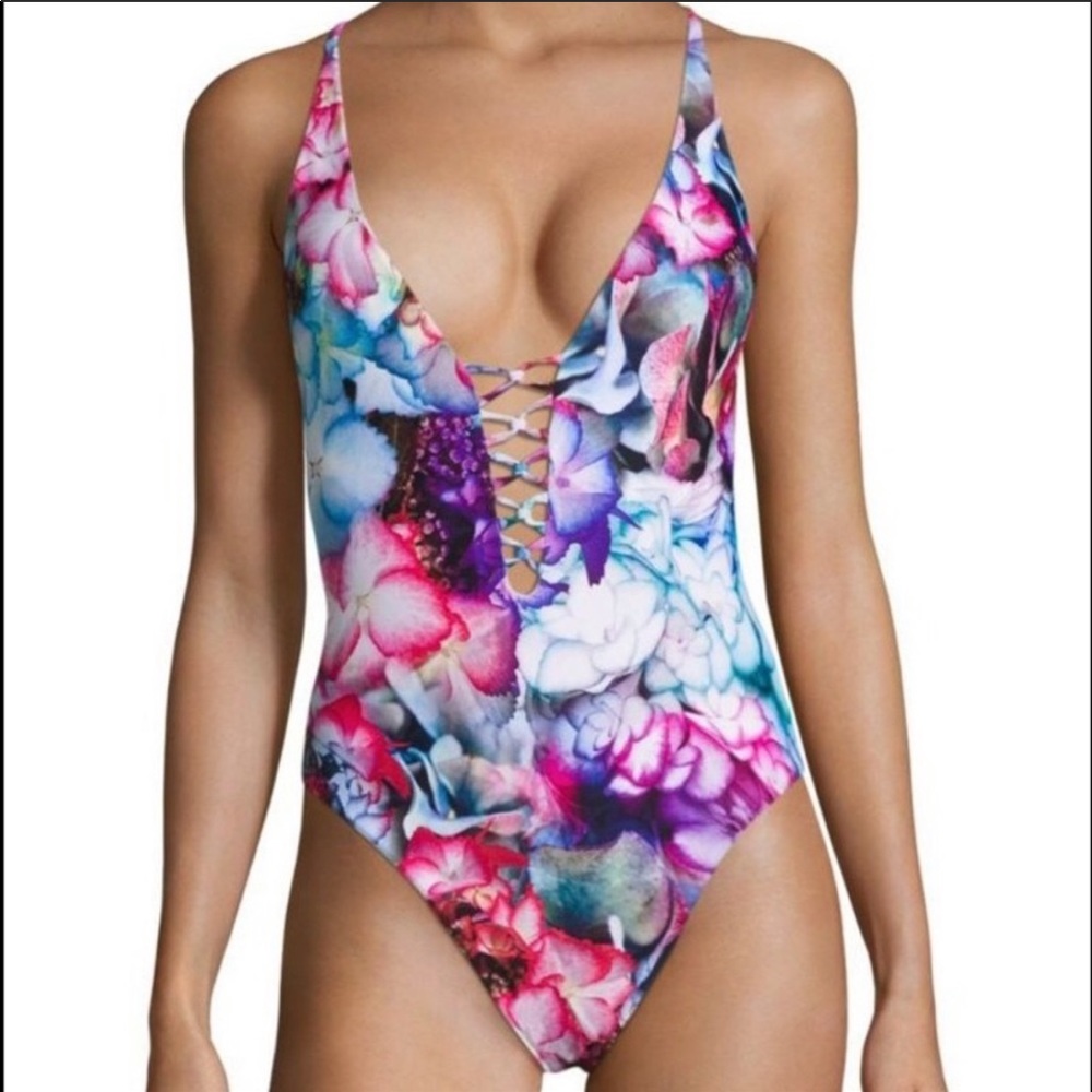 6 shore road by pooja floral backless swimsuit